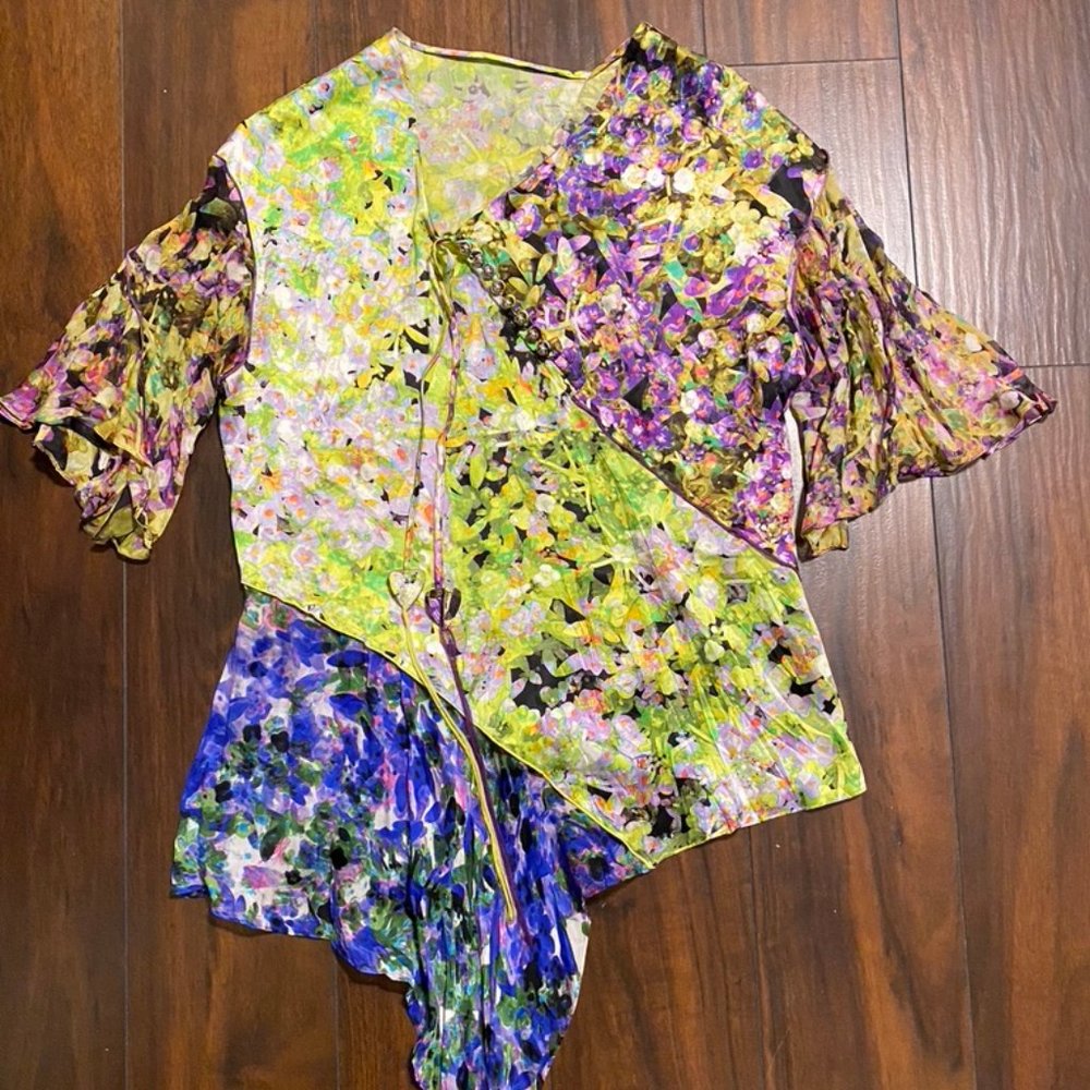 Roberto Cavalli colorful summer silk blouse Sz.44